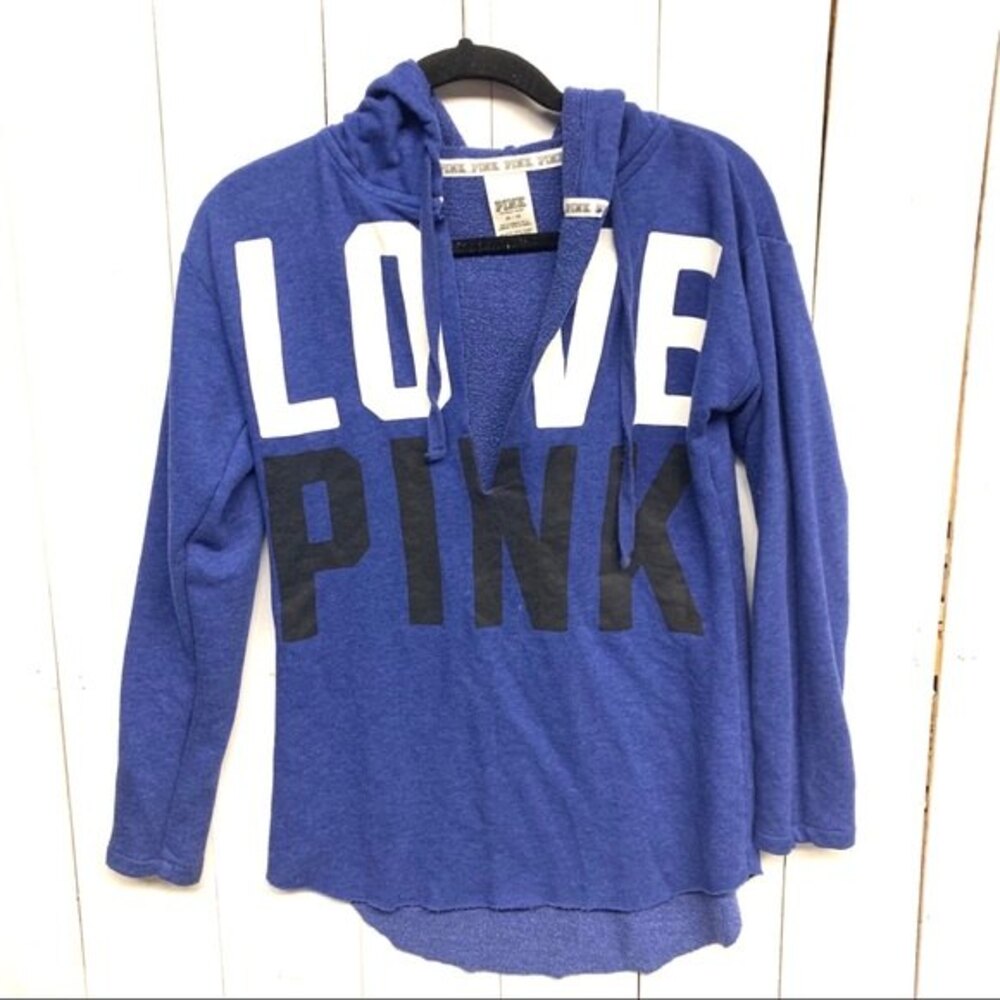 VICTORIA SECRET PINK sweater V-neck tunic blue womens xsmall